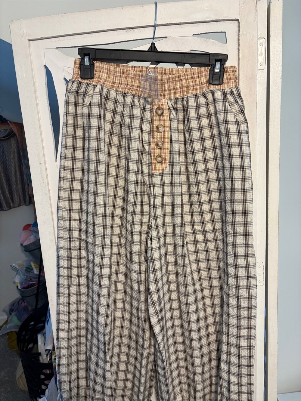 Plaid Elastic Waist Plaid Balloon Style Bottoms - Picture 2 of 6